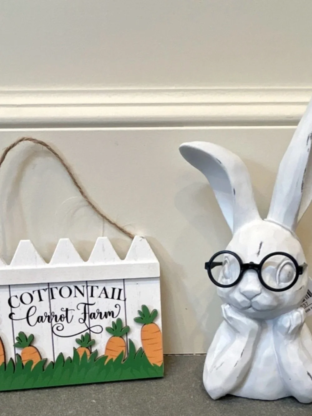 Hobby Lobby White Matte Rabbit with Glasses Figurine Easter with FREE Gift - Picture 1 of 10